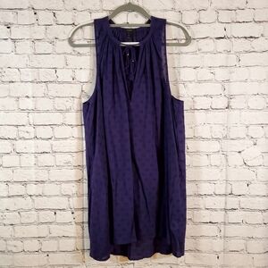 J.Crew Purple Blue Indigo Tank Swiss Dot Dress Size M 100% Cotton